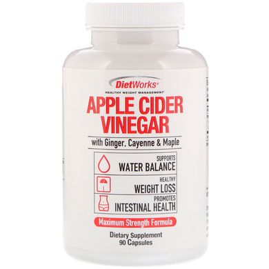 Яблучний оцет, Apple Cider Vinegar, DietWorks, 90 капсул