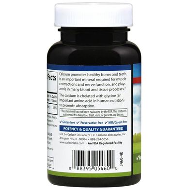 Кальцій хелат, Chelated Calcium, Carlson Labs, 500 мг, 60 таблеток