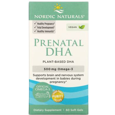 Риб'ячий жир для вагітних Nordic Naturals (Prenatal DHA) 500 мг 60 капсул