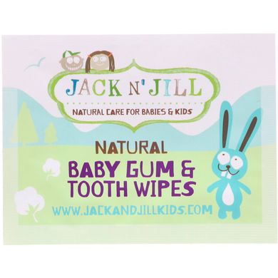 Jack n 'Jill, Натуральні вологі серветки для ясен і зубів дитини, 25 серветок в індивідуальних упаковках