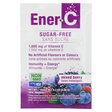 Ener-C, Вітамін C, мультивітамінна суміш для напоїв, без сургару, суміш ягід, 1000 мг, 30 пакетиків по 0,2 унції (5,46 г) кожен