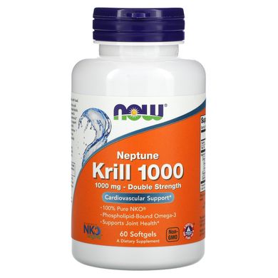 Олія криля Now Foods (Neptune Krill Oil) 1000 мг 60 капсул