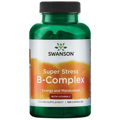 Супер Стрес B-комплекс з вітаміном С, Super Stress B-Complex with Vitamin C, Swanson, 100 капсул