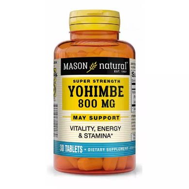 Йохімбе Mason Natural (Super Strength Yohimbe) 800мг 30 таблеток