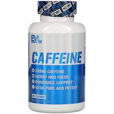 Кофеїн, Caffeine, EVLution Nutrition, 200 мг, 100 таблеток