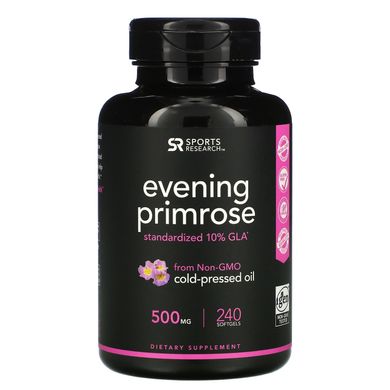 Примула вечірня, Evening Primrose, Sports Research, 500 мг, 240 м'яких капсул