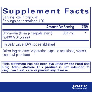 Бромелайн Pure Encapsulations (Bromelain 2400) 500 мг 180 капсул