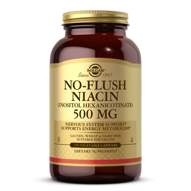 Ніацин що не викликає почервоніння Solgar (No-Flush Niacin) 250 капсул