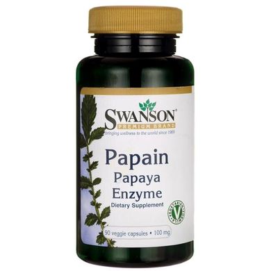 Папаін, Papain Papaya Enzyme, Swanson, 100 мг, 90 капсул