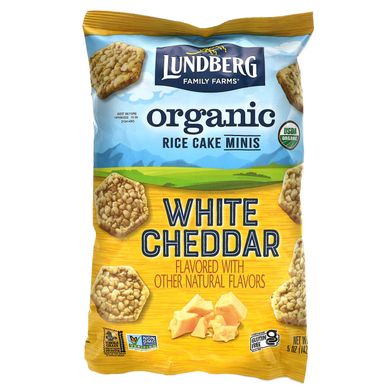 Lundberg, Органічний рисовий торт Minis, білий чеддер, 5 унцій (142 г)