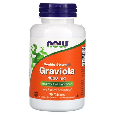 Гравіола подвійна сила Now Foods (Graviola) 1000 мг 90 таблеток
