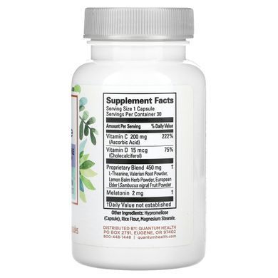 Quantum Health, Melatonin, Sleep + Immune, 30 Capsules