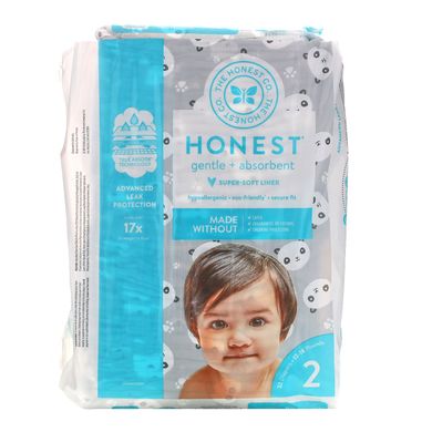 Підгузки, Honest Diapers, Розмір 2, 12 - 18 фунтів, панди, The Honest Company, 32 підгузника