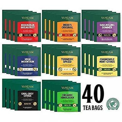 Ассорти чаев, Founder's Select, Vahdam Teas, 40 чайных пакетиков, 80 г купить в Киеве и Украине