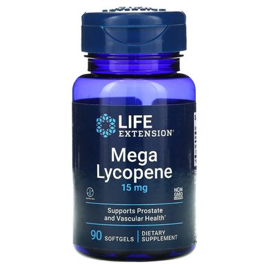 Мега ликопин, Mega Lycopene, Life Extension, 15 мг, 90 гелевых капсул купить в Киеве и Украине