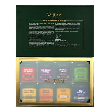 Асорті чаїв, Founder's Select, Vahdam Teas, 40 чайних пакетиків, 80 г