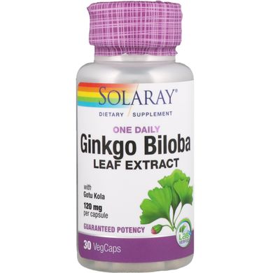 Екстракт листя гінкго білоба Solaray (Ginkgo biloba) 120 мг 30 капсул