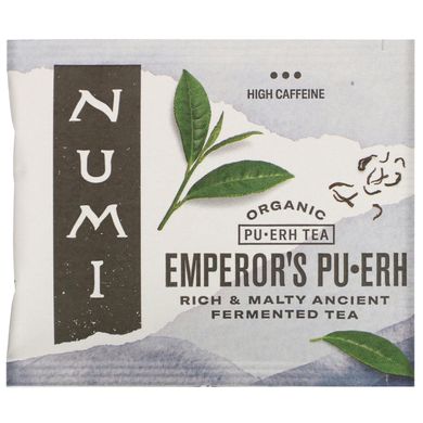 Органічний чай, Імператорський Пуер, Numi Tea, 16 чайних пакетиків, 1,13 унц (32 г)