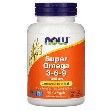 Супер Омега 3-6-9 Now Foods (Super Omega 3-6-9) 1200 мг 90 капсул