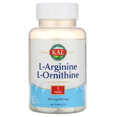 L-аргинин L-орнитин, L-Arginine L-Ornithine, KAL, 60 таблеток купить в Киеве и Украине