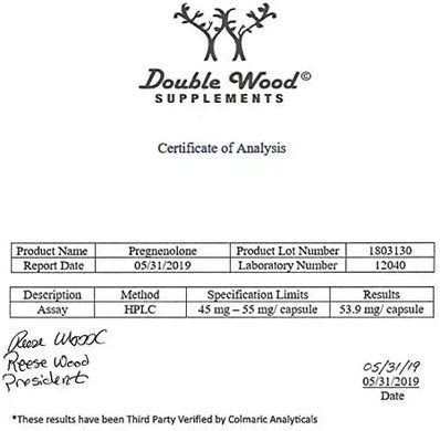 Прегненолон поддержка выработки гормонов Double Wood (Pregnenolone) 50 мг 120 капс купить в Киеве и Украине