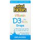 Краплі вітаміну D3, без ароматизаторів, Natural Factors, 400 МО, 0,5 р унц (15 мл) фото