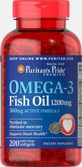 Рыбий жир Омега-3 Puritan's Pride (Omega-3 Fish Oil) 1200 мг 200 капсул купить в Киеве и Украине