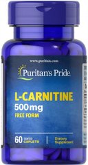 Л-карнитин Puritan's Pride (L-Carnitine) 500 мг 60 капсул купить в Киеве и Украине