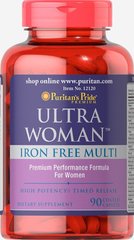 Мультивитамины для женщин без железа Puritan's Pride (Ultra Woman™ Daily Multi) 90 капсул купить в Киеве и Украине
