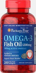 Риб'ячий жир Омега-3 Puritan's Pride (Omega-3 Fish Oil) 1200 мг 200 капсул