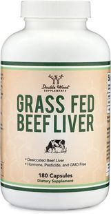 Печень говяжья травяного откорма Double Wood (Grass Fed Beef Liver) 500 мг 180 капсул купить в Киеве и Украине