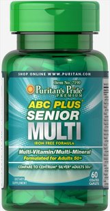 Мультивитаминная мультиминеральная формула ABC Plus® Senior, ABC Plus® Senior Multivitamin Multi-Mineral Formula, Puritan's Pride, 60 таблеток купить в Киеве и Украине