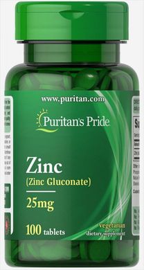 Цинк, Zinc, Puritan's Pride, 25 мг, 100 таблеток