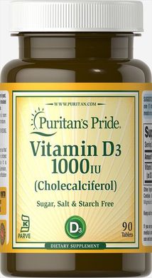 Витамин D3, Vitamin D3, Puritan's Pride, 1000 МЕ, 90 таблеток купить в Киеве и Украине