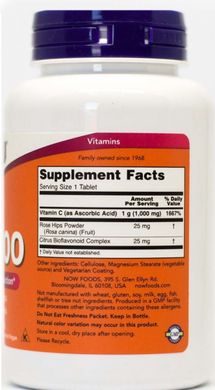 Вітамін С -1000 c шипшиною + біофлавоноїди Now Foods (Vitamin C-1000) 100 таблеток