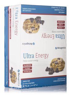 Энергетические батончики шоколадное тесто для печенья Metagenics (Ultra Energy Bar Chocolate Chip Cookie Dough Flavored) 12 батончиков по 55 г купить в Киеве и Украине