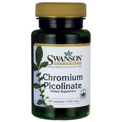 Хром Піколинат, Chromium Picolinate, Swanson, 200 мкг, 100 капсул