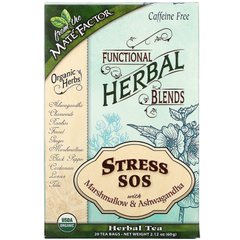 Від стресу SOS з зефіром і Ашваганда, без кофеїну, Stress SOS with Marshmallow & Ashwagandha, Caffeine Free, Mate Factor, 20 чайних пакетиків, 2,12 унції (60 г)