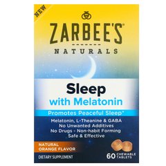 Сон з мелатоніном, натуральний апельсин, Sleep with Melatonin, Natural Orange, Zarbee's, 60 таблеток