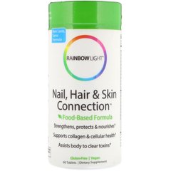 Мультивітаміни для нігтів, волосся та шкіри, формула на основі продуктів харчування, Nail, Hair & Skin Connection, Rainbow Light, 60 таблеток