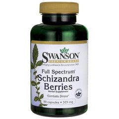Ягоди лимонника, Full Spectrum Schizandra Berries, Swanson, 525 мг, 90 капсул