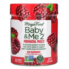 MegaFood, Baby & Me 2, мультивітаміни для вагітних, червона малина, 60 жувальних цукерок