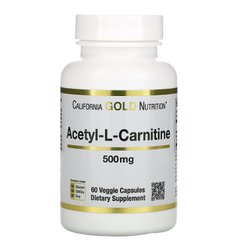 Ацетил-Л-карнитин California Gold Nutrition (Acetyl-L-Carnitine) 500 мг 60 вегетарианских капсул купить в Киеве и Украине