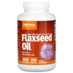 Органічна лляна олія, Flaxseed Oil, Supports Cardiovascular Health, Jarrow Formulas, 1000 мг, 200 м'яких таблеток