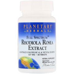 Экстракт родиолы розовой, Полный спектр действия, Planetary Herbals, 327 мг, 60 таблеток купить в Киеве и Украине