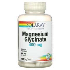 Гліцинат магнію, Solaray, 400 мг, 120 капсул на рослинній основі