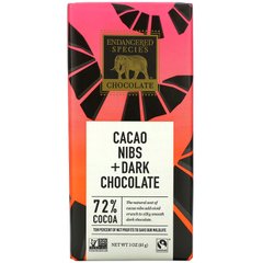Черный шоколад с какао крупой Endangered Species Chocolate (Dark Chocolate) 85 г купить в Киеве и Украине