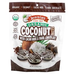 Jennies Macaroons, кусочки органического кокоса, с какао-нубами и темным шоколадом, 5,25 унции (149 г) купить в Киеве и Украине