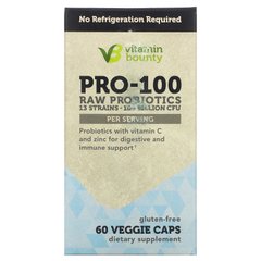 Vitamin Bounty, Сырые пробиотики PRO-100, 100 миллиардов КОЕ, 60 вегетарианских капсул купить в Киеве и Украине