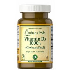 Вітамін Д3, Vitamin D3, Puritan's Pride, 1000 МО, 90 таблеток